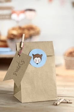 PartyDeco Woodland Party Mini Kraft Paper Bags With Stickers