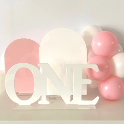 BarleyBoy Acrylic 'ONE' Sign With Clear Base