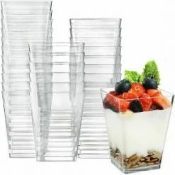 FAVOR LANE Wedding Cake Accessories Reusable Square Dessert/Canape Cup 120ml