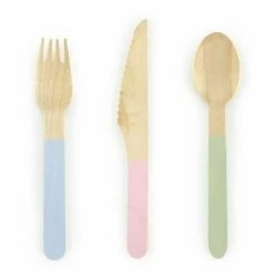 PartyDeco Pastel Love Wooden Cutlery 18pk
