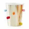 Ginger Ray Rainbow Pom Pom Gold Paper Party Cups