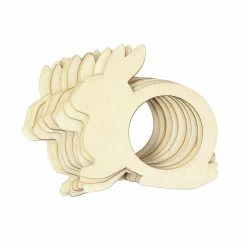 Favor Lane Wooden Bunny Napkin Rings 4 Pack
