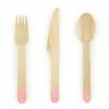 PartyDeco WEDDINGS Blush Pink Hearts Wooden Cutlery 18pk