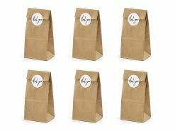 Favor Lane Mini Kraft Paper Bags With Circle Thank You Stickers Favour/Party Bags