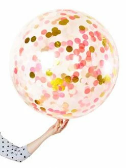 Poppies For Grace JUMBO Clear Pink Shimmer Confetti Filled Balloon Confetti Filled Balloons