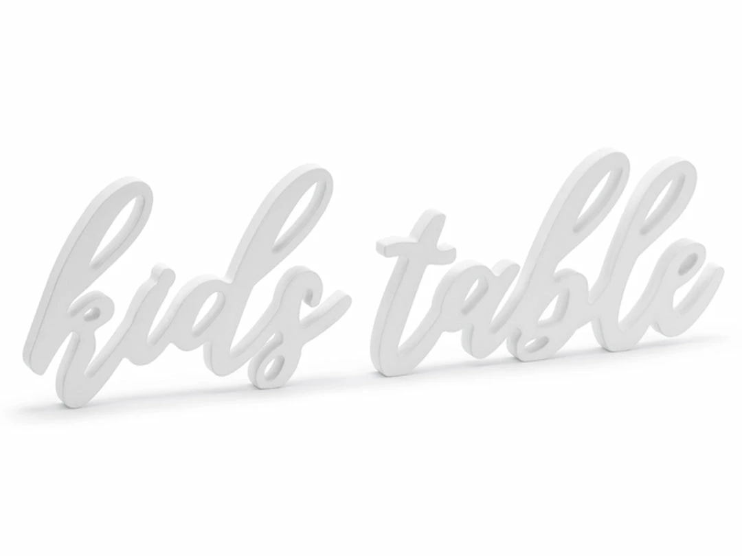 PartyDeco White Wooden 'Kids Table' Script Sign 3 PartyDeco White Wooden 'Kids Table' Script Sign
