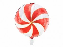 PartyDeco Shape + Novelty Foil Balloons Candy Swirl Balloon - Red