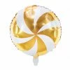 PartyDeco Shape + Novelty Foil Balloons Candy Swirl Balloon - Gold Satin