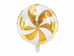 PartyDeco Shape + Novelty Foil Balloons Candy Swirl Balloon - Gold Satin