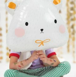 PartyDeco Shape + Novelty Foil Balloons Jumbo Polar Bear Foil Balloon