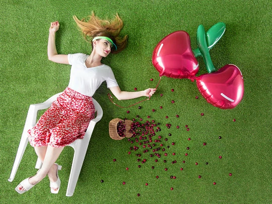 PartyDeco Foil Cherry Balloon Shape + Novelty Foil Balloons 8 PartyDeco Foil Cherry Balloon Shape + Novelty Foil Balloons