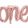 PartyDeco Letter + Word Balloons Foil Rose Gold Script 'One' Balloon
