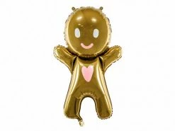 PartyDeco Gingerbread Man Foil Balloon Shape + Novelty Foil Balloons