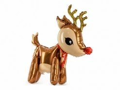PartyDeco Shape + Novelty Foil Balloons Red Nose Reindeer Foil Balloon