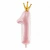 Favor Lane Pastel Pink Number 1 Crown Balloon Number Balloons
