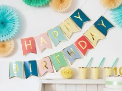PartyDeco Paper Garlands + Buntings Mixed Colour Happy Birthday Bunting