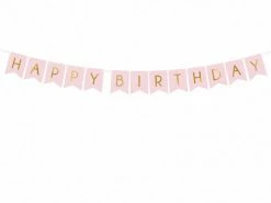 PartyDeco Light Pink Happy Birthday Bunting