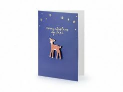 PartyDeco Merry Christmas My Deer Card With Enamel Deer Badge Cards