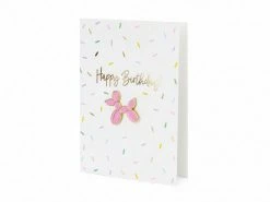 PartyDeco Sprinkle Birthday Card With Balloon Dog Enamel Badge