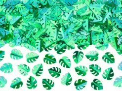 PartyDeco Confetti + Scatters Confetti - Metallic Green Monstera Leaves