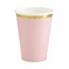PartyDeco Light Pink Gold Rimmed Paper Cups
