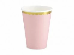 PartyDeco Light Pink Gold Rimmed Paper Cups