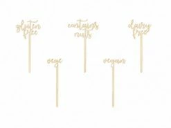 PartyDeco Wedding Tableware Wooden Food Allergy Buffet Or Grazing Table Signs