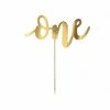 PartyDeco 'One' Script Gold Cake Topper Cake Toppers