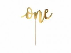 PartyDeco 'One' Script Gold Cake Topper Cake Toppers