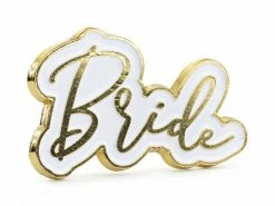 PartyDeco Wedding Decorations Bridal Shower 'Bride' Enamel Badge