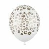 PartyDeco 30cm White + Gold Spots Leopard Print Balloon 30cm Pattern | Print Latex Balloons