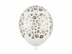 PartyDeco 30cm White + Gold Spots Leopard Print Balloon 30cm Pattern | Print Latex Balloons
