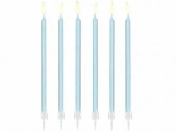 PartyDeco Birthday Candles - Light Blue 12pk