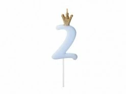 PartyDeco Candles Blue Number Crown Birthday Candle