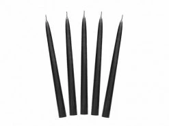PartyDeco Black 24cm Unscented Taper Candles - 10pk WEDDINGS