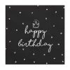 PartyDeco Napkins - Prints + Shapes Modern Black + White Crown Happy Birthday Napkins