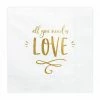 PartyDeco All You Need Is LOVE Gold Foiled Paper Napkins Wedding Tableware