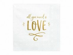 PartyDeco All You Need Is LOVE Gold Foiled Paper Napkins Wedding Tableware