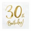 PartyDeco Napkins - Prints + Shapes 30th Birthday Gold Foiled Paper Napkins