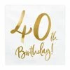PartyDeco 40th Birthday Gold Foiled Paper Napkins