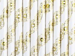 PartyDeco Paper Straws - Gold Daisy