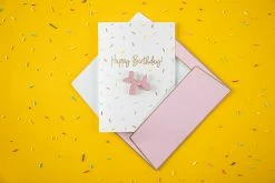 PartyDeco Sprinkle Birthday Card With Balloon Dog Enamel Badge