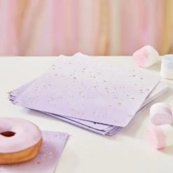 Ginger Ray Napkins - Prints + Shapes Gold Foiled Lilac Ombre Paper Napkins