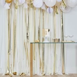 Ginger Ray Gold Metallic Party Streamers Backdrop Wedding Decorations