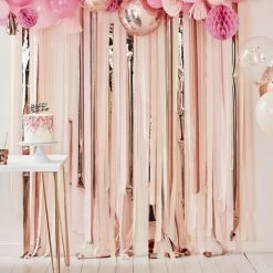 Ginger Ray Pink + Rose Gold Party Streamers Backdrop