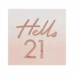 Ginger Ray Hello 21 Rose Gold Foiled Paper Napkins Napkins - Prints + Shapes