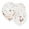 Ginger Ray 55cm Confetti Filled Balloons 3pk - Rose Gold + Blush