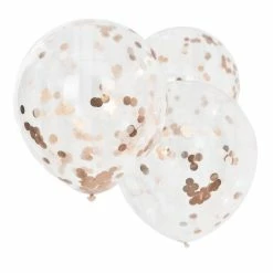 Ginger Ray 55cm Confetti Filled Balloons 3pk - Rose Gold + Blush