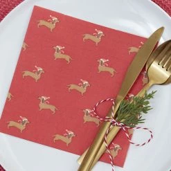 Ginger Ray Sausage Dog Christmas Napkins