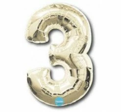 Favor Lane White Gold 100cm Number 3 Balloon